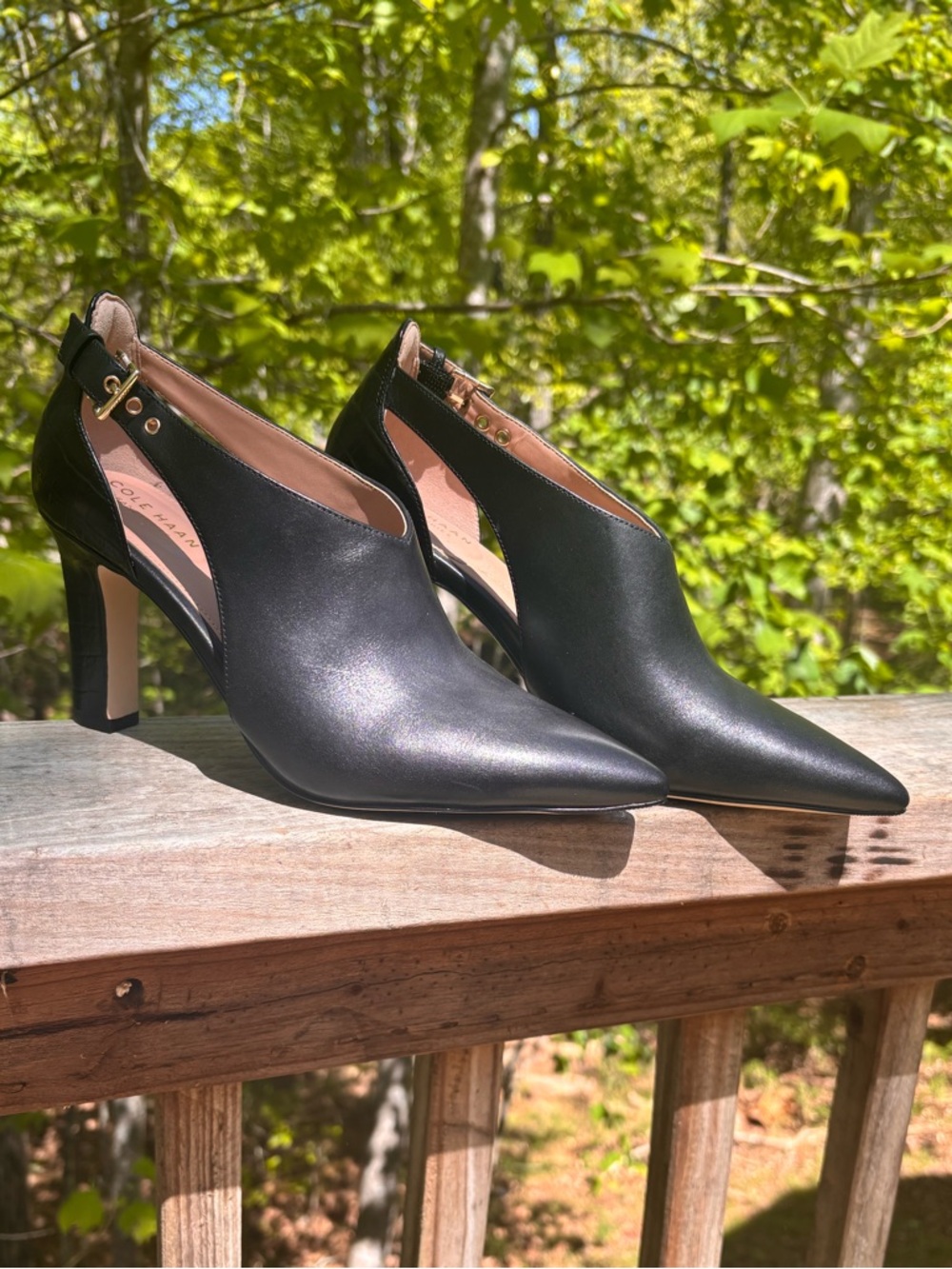 COLE HAAN Viera Pumps Black Pointed Toe  Croc Heels Bootie Sz 8 Grand series